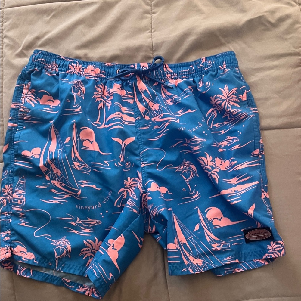 Vineyard Vines Swim Trunks - Blue and Pink